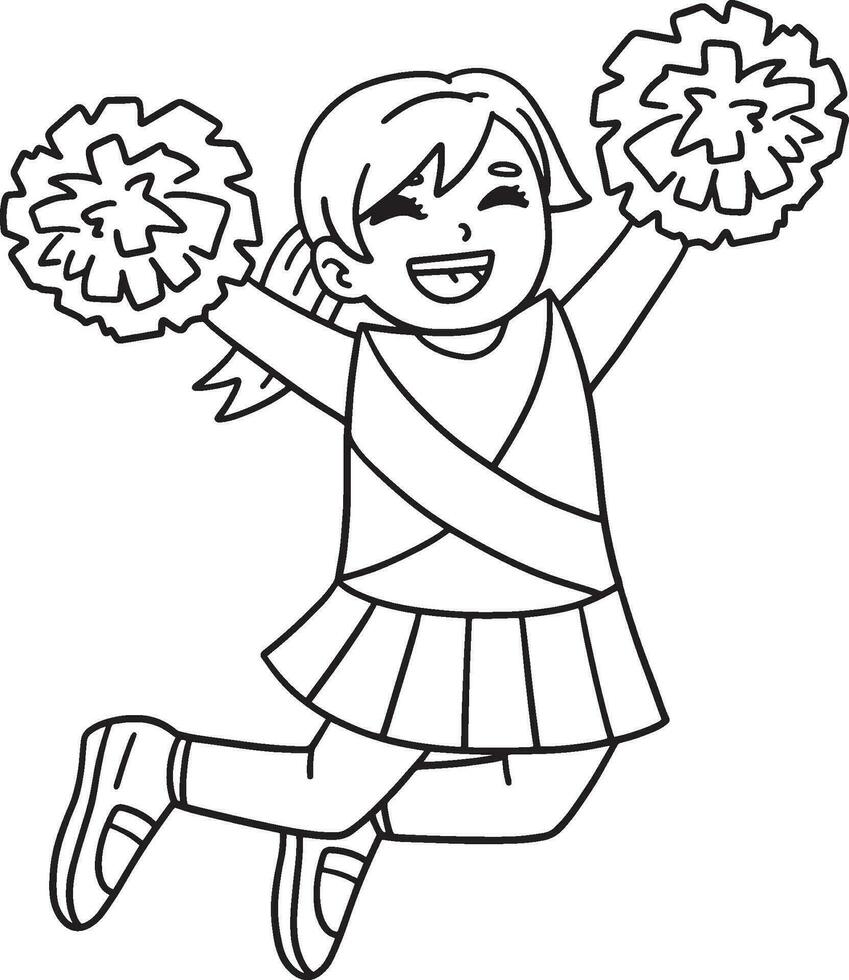 meisje cheerleader jumping met pompons geïsoleerd vector