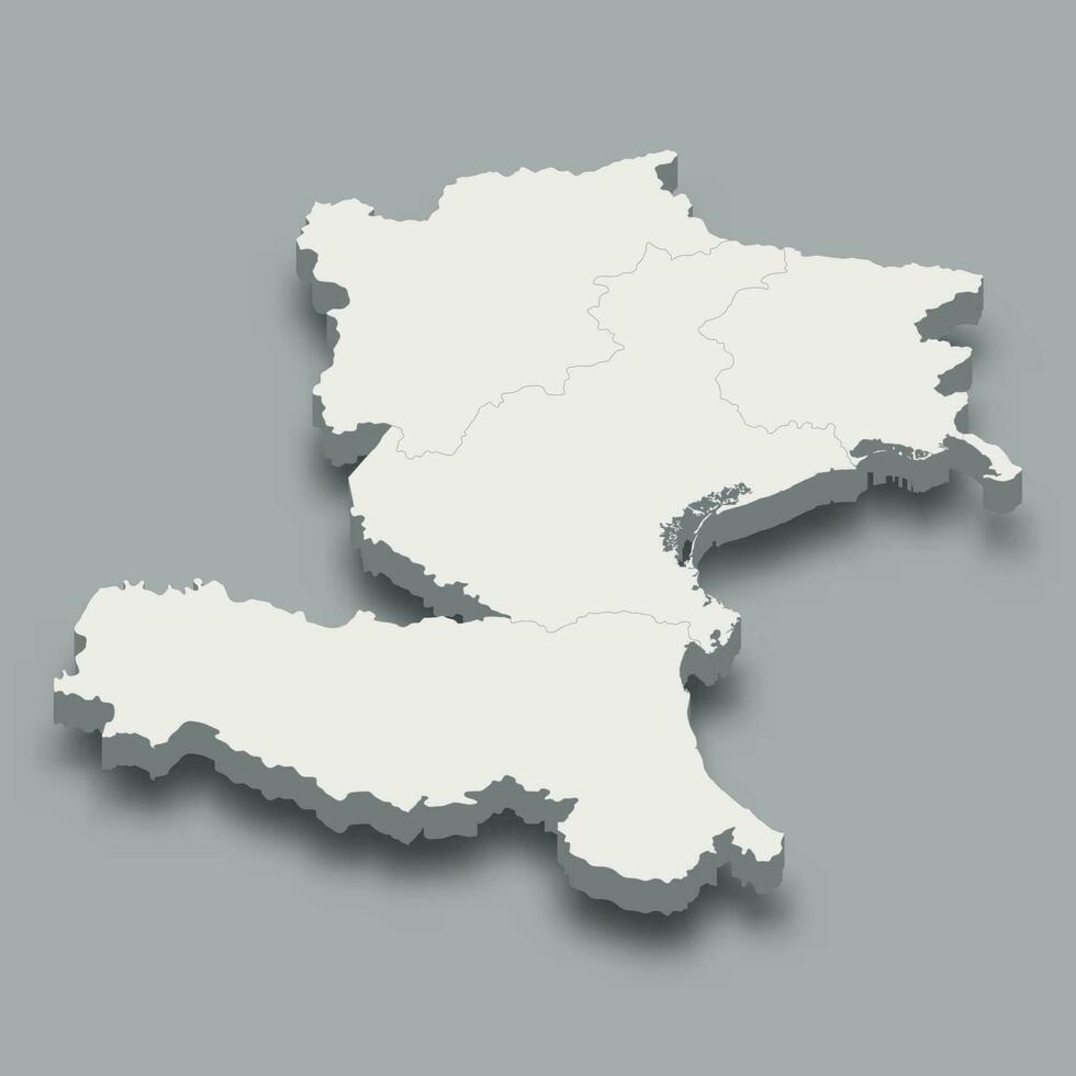 3d isometrische kaart noordoosten regio van Italië, vector