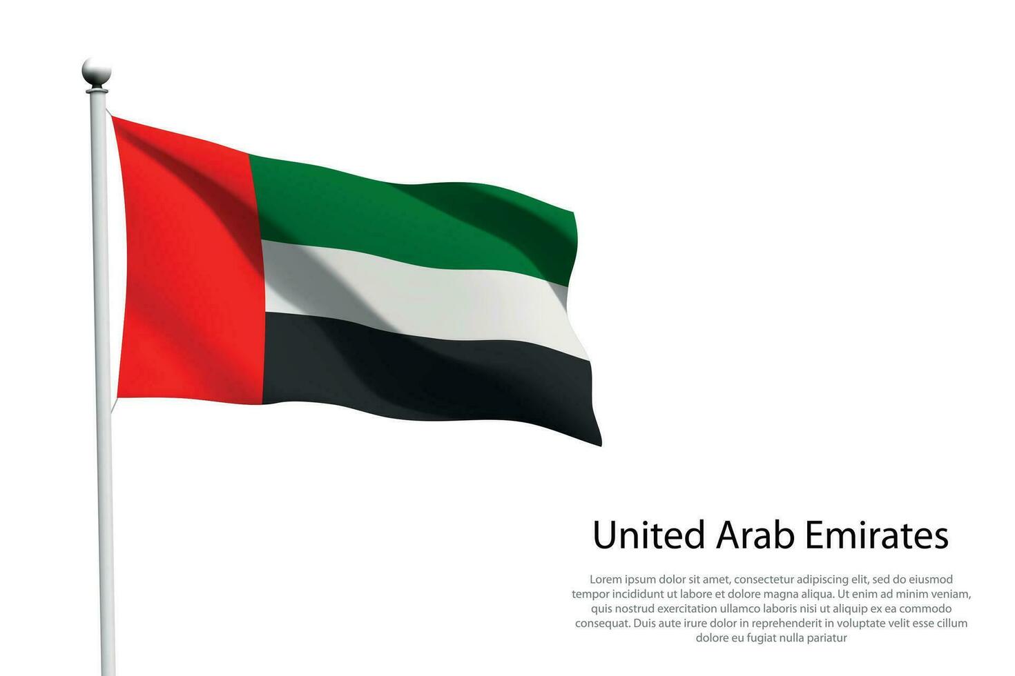 nationaal vlag Verenigde Arabisch emiraten golvend Aan wit achtergrond vector