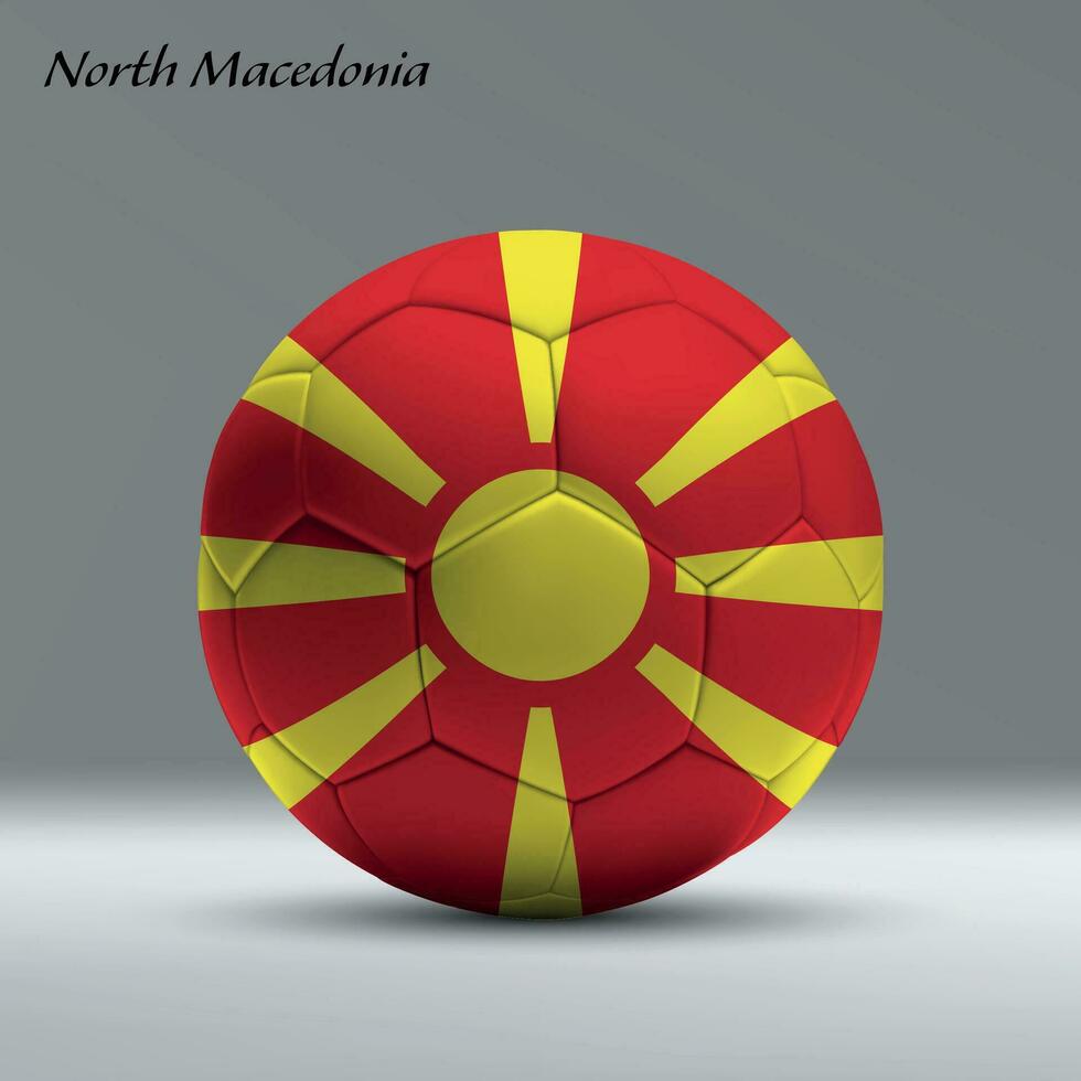 3d realistisch voetbal bal ik met vlag van noorden Macedonië Aan studio achtergrond vector
