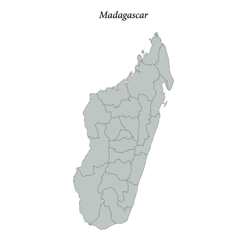 gemakkelijk vlak kaart van Madagascar met borders vector