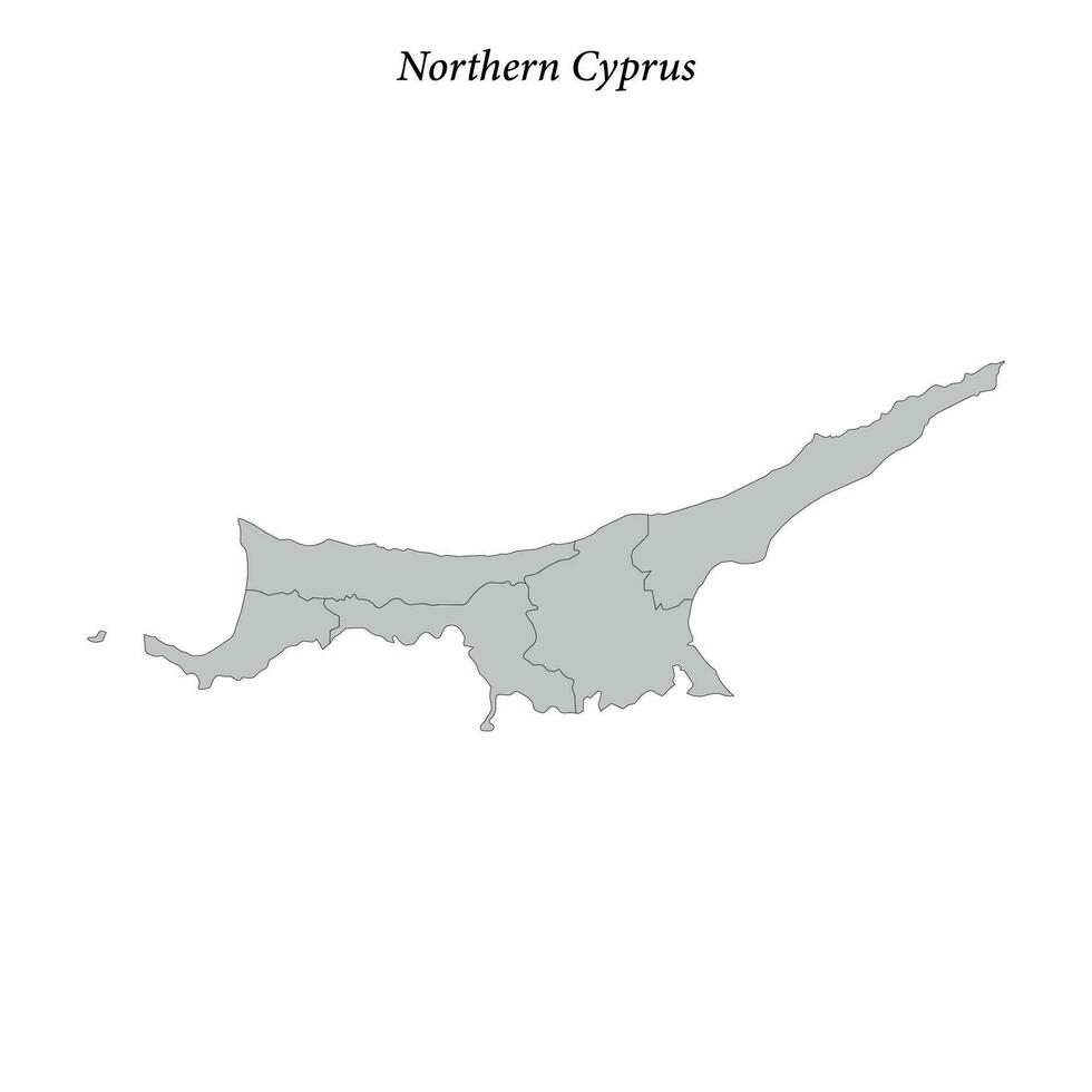 gemakkelijk vlak kaart van noordelijk Cyprus met borders vector