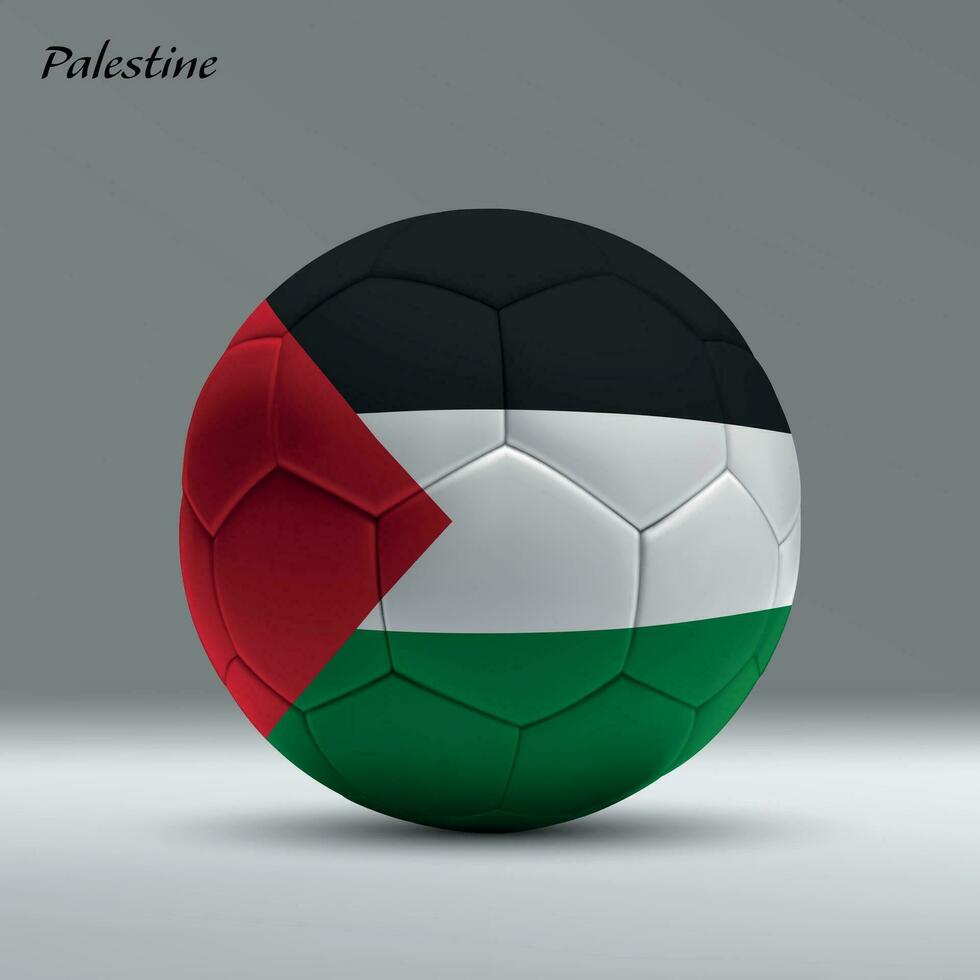 3d realistisch voetbal bal ik met vlag van Palestina Aan studio achtergrond vector
