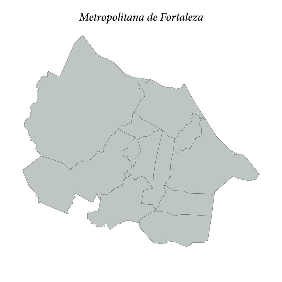 kaart van metropolitana de fortaleza is een mesoregio in ceara met borders gemeenten vector