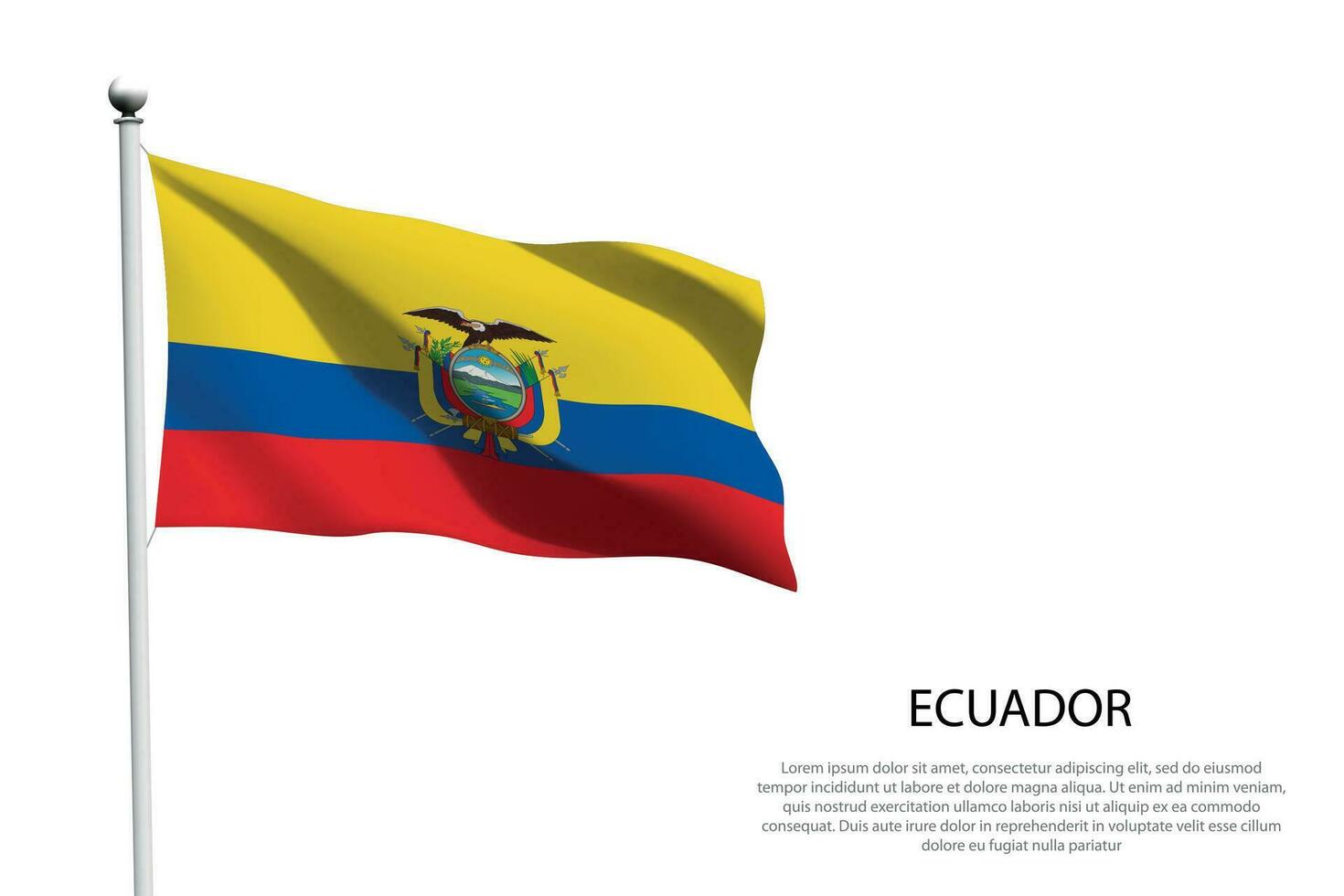 nationaal vlag Ecuador golvend Aan wit achtergrond vector