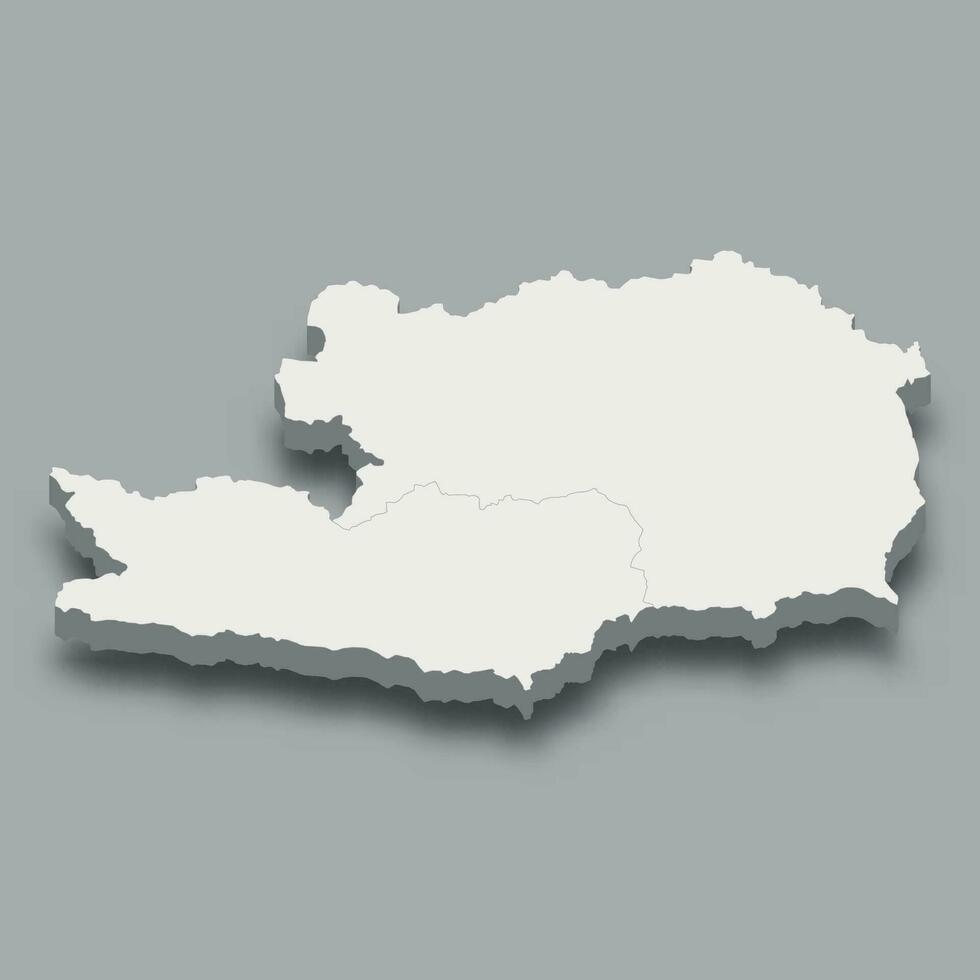3d isometrische kaart zuiden regio van Oostenrijk vector
