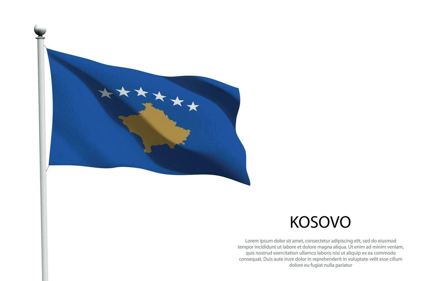 nationaal vlag Kosovo golvend Aan wit achtergrond vector