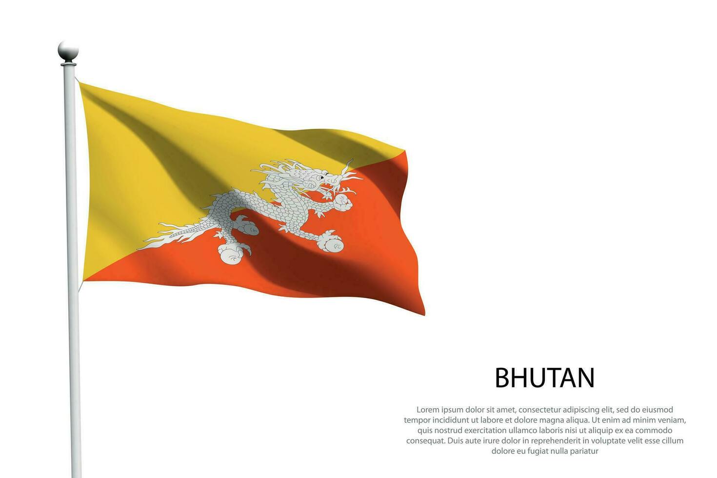 nationaal vlag Bhutan golvend Aan wit achtergrond vector