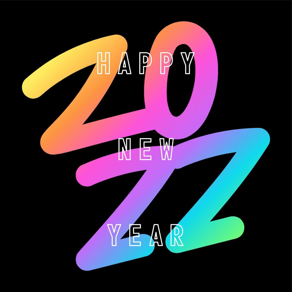 gelukkig nieuw 2022 jaar. holografisch nummer 2022, vet hologram. nieuwjaar en kerst ontwerp voor kalender, wenskaarten of print. wenskaart, feestelijke poster en banner. vector illustratie