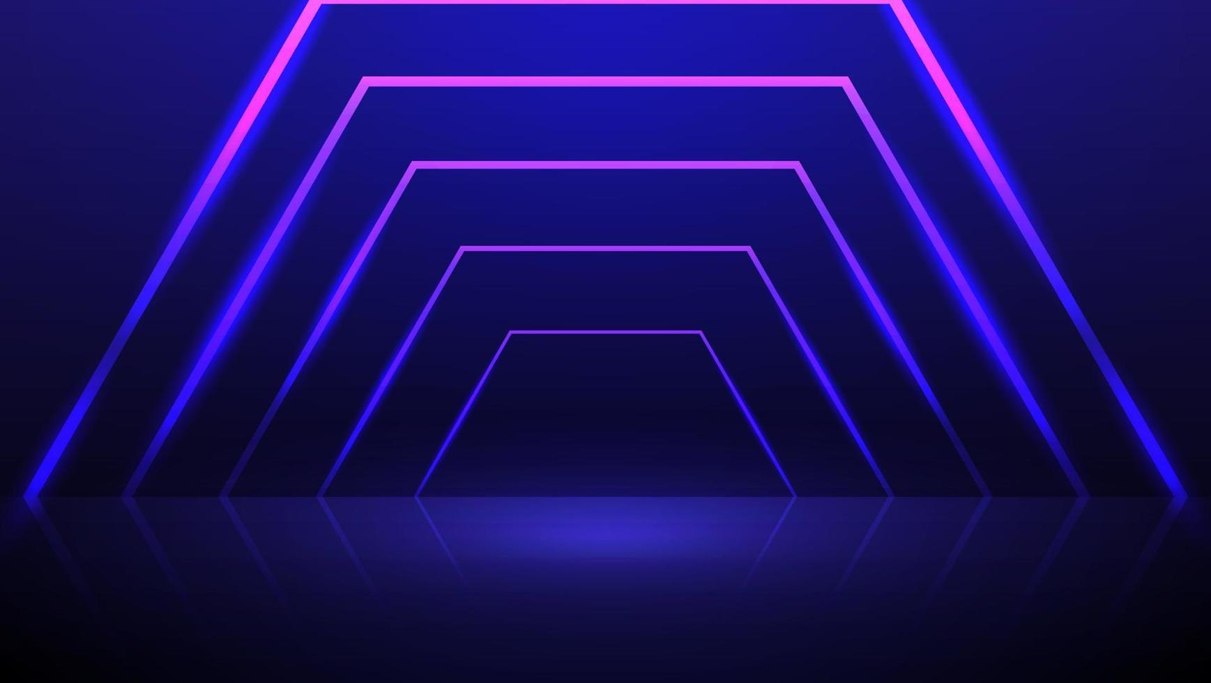 futuristische minimale paarse neon licht zeshoek frame achtergrond sjabloon vector