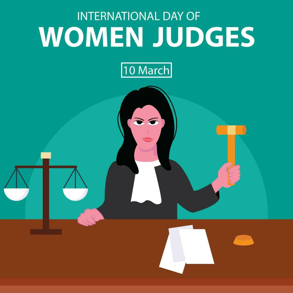 illustratie vector grafisch van een vrouw rechter Bij de bureau, perfect voor Internationale dag, Dames rechters, vieren, groet kaart, enz.