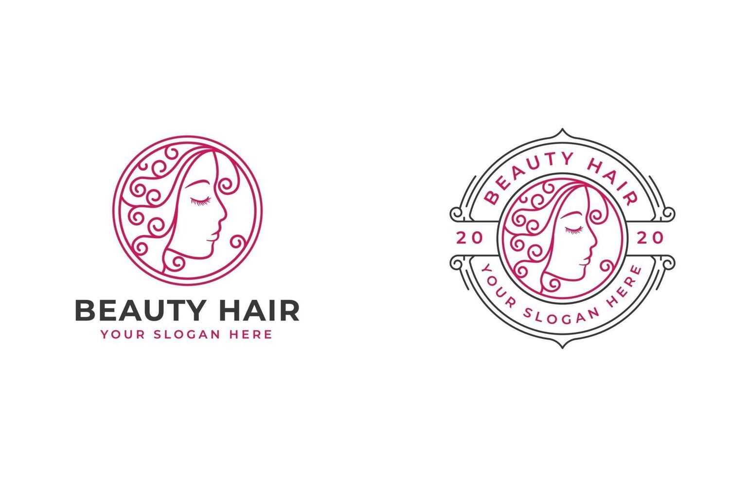 schoonheidssalon vrouw logo ontwerp met cirkel badge vector