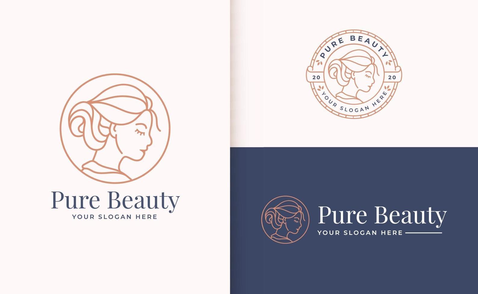 schoonheid vrouw logo ontwerp met cirkel badge vector