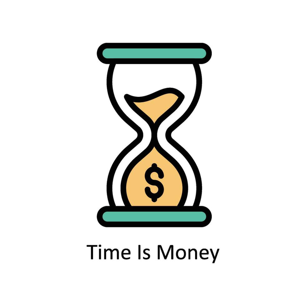 tijd is geld vector gevulde schets icoon ontwerp illustratie. bedrijf en beheer symbool Aan wit achtergrond eps 10 het dossier
