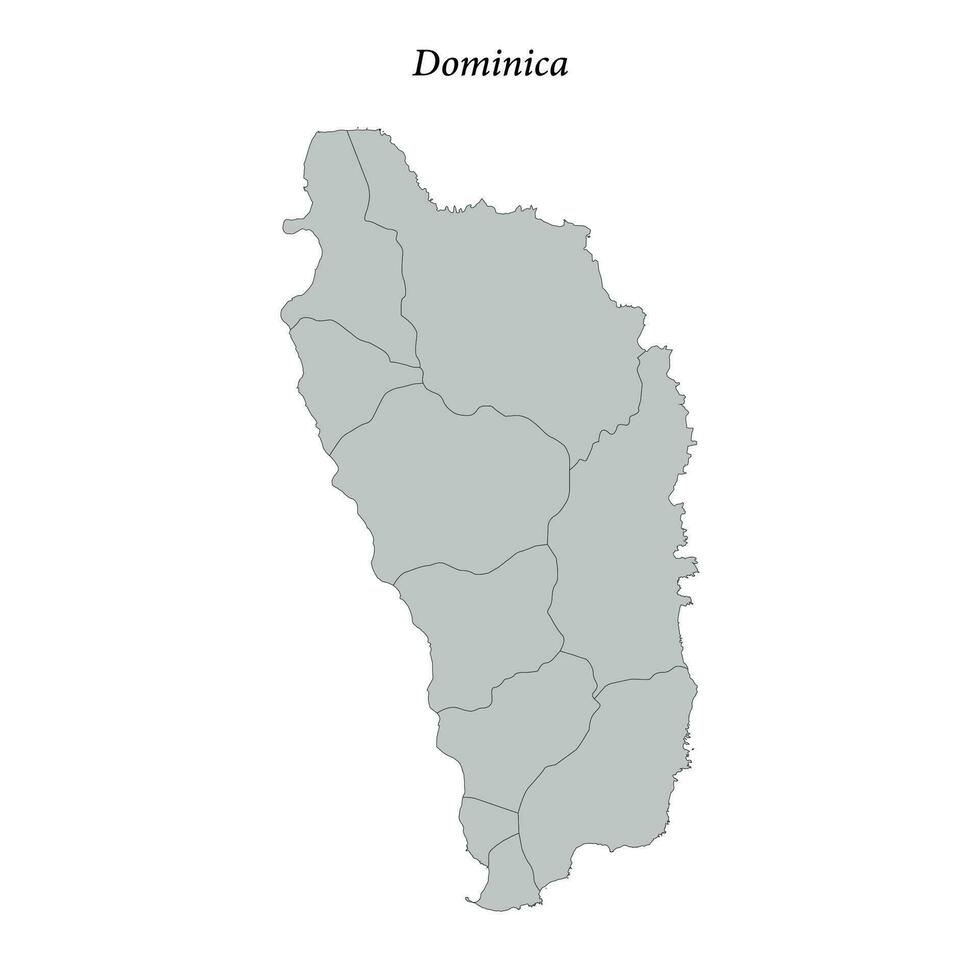 gemakkelijk vlak kaart van dominica met borders vector