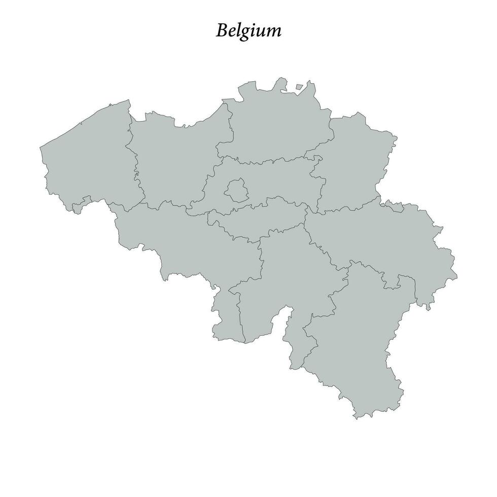 gemakkelijk vlak kaart van belgie met borders vector