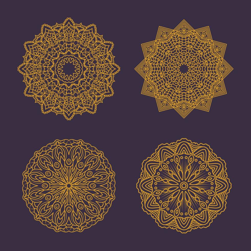 verzameling van vier ingewikkelde mandala's vector