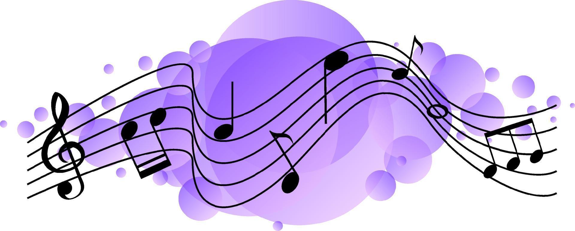 muzikale melodiesymbolen op paarse vlek vector