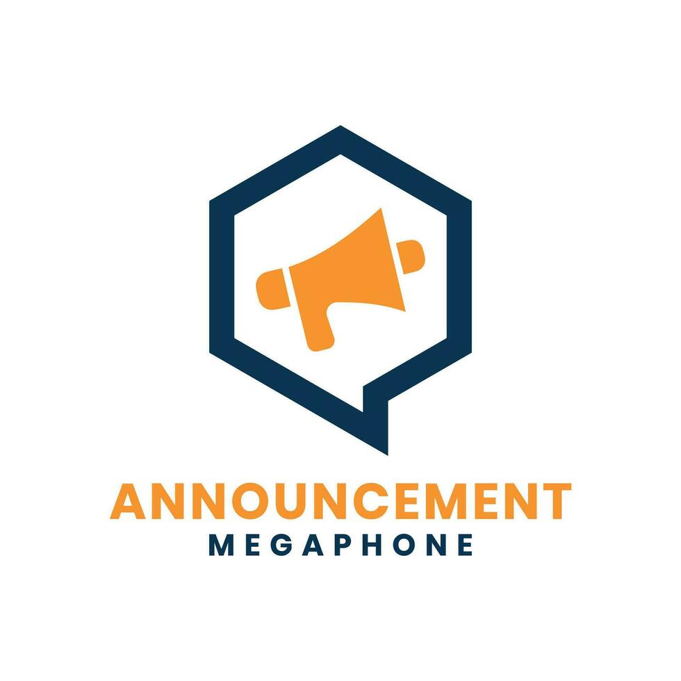 Aankondiging modern creatief logo Mark ontwerp met megafoon concept vector