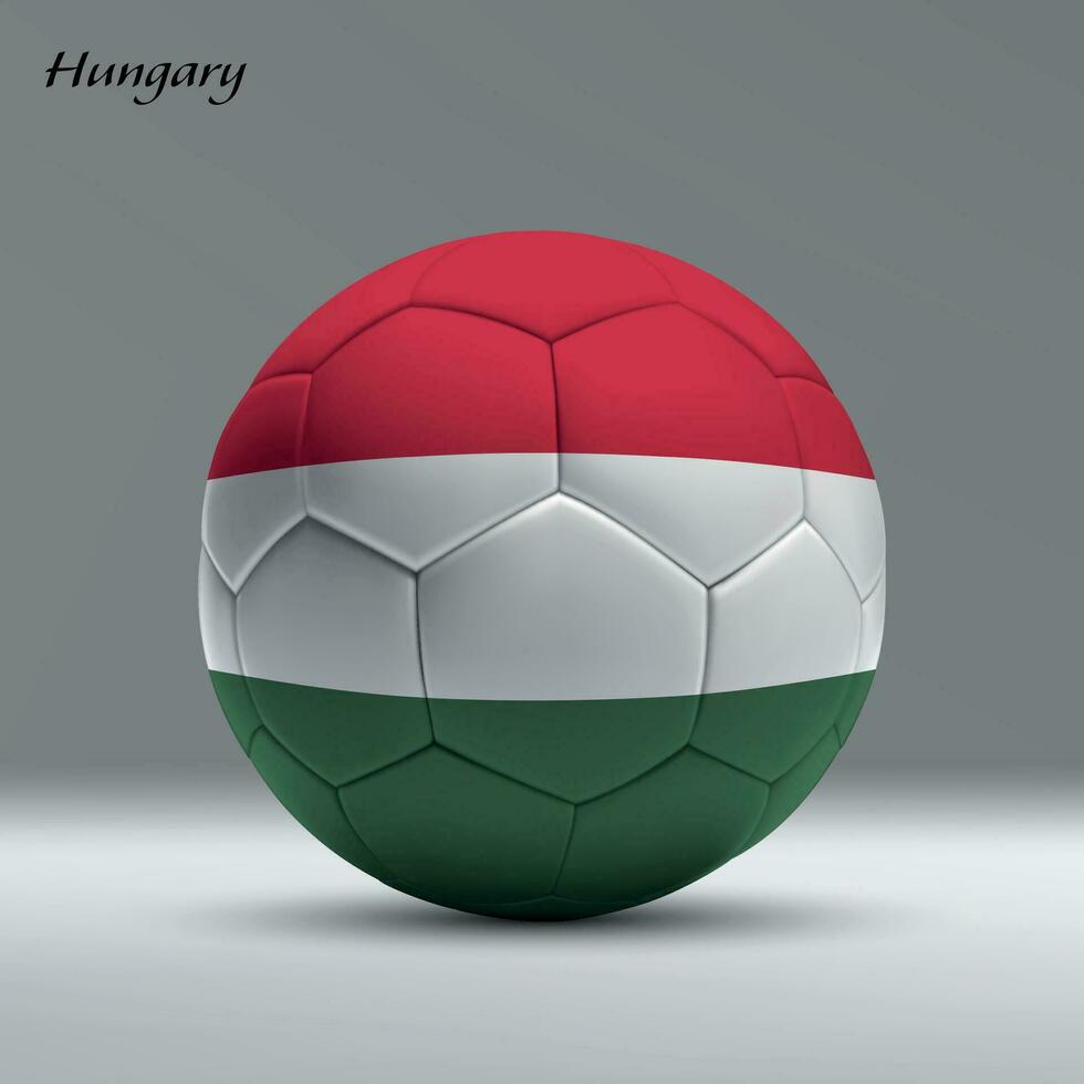 3d realistisch voetbal bal ik met vlag van Hongarije Aan studio achtergrond vector