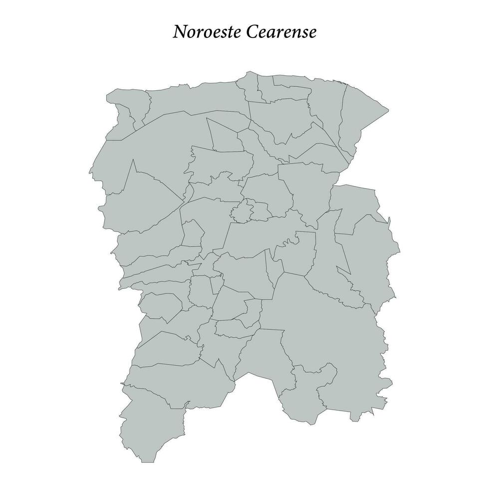 kaart van noroeste cearense is een mesoregio in ceara met borders gemeenten vector