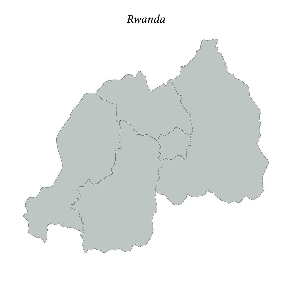 gemakkelijk vlak kaart van rwanda met borders vector