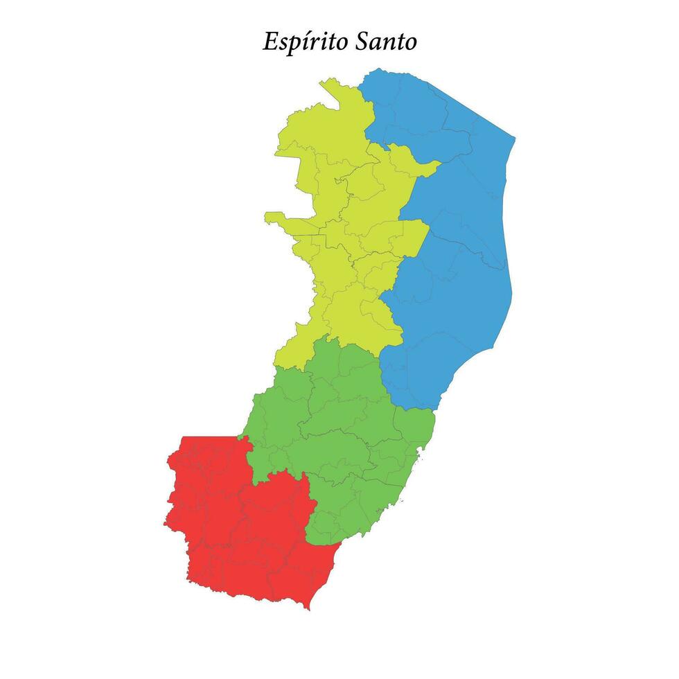 gekleurde kaart van espirito santo, staat Brazilië, met borders Regio's vector