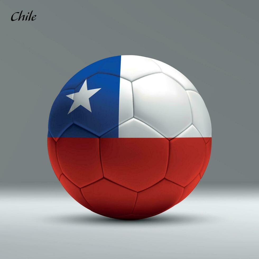 3d realistisch voetbal bal ik met vlag van Chili Aan studio achtergrond vector