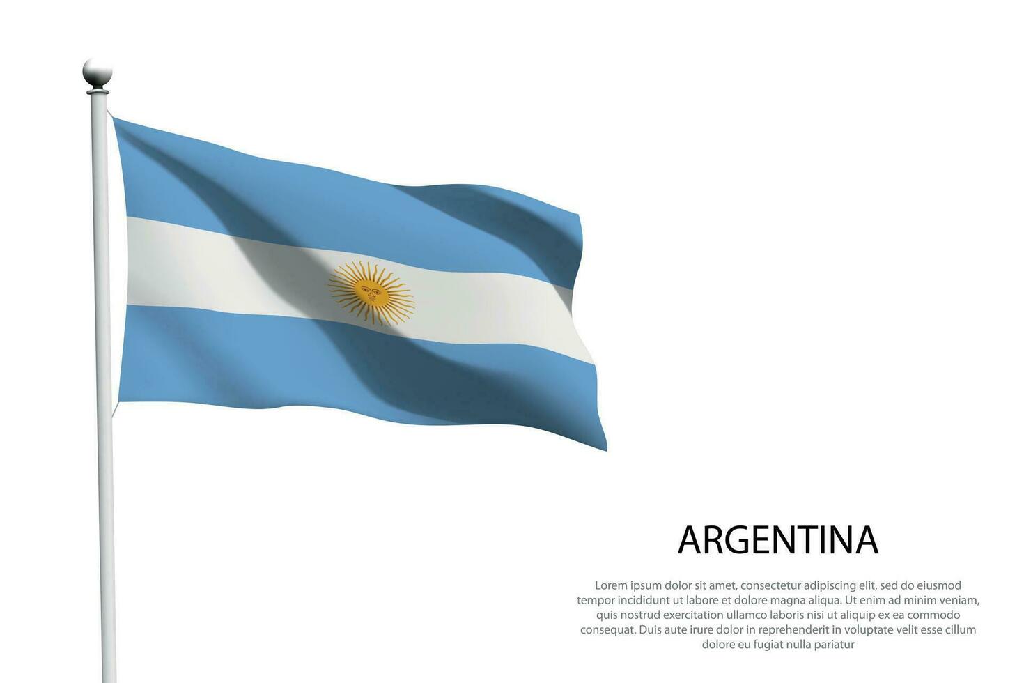 nationaal vlag Argentinië golvend Aan wit achtergrond vector