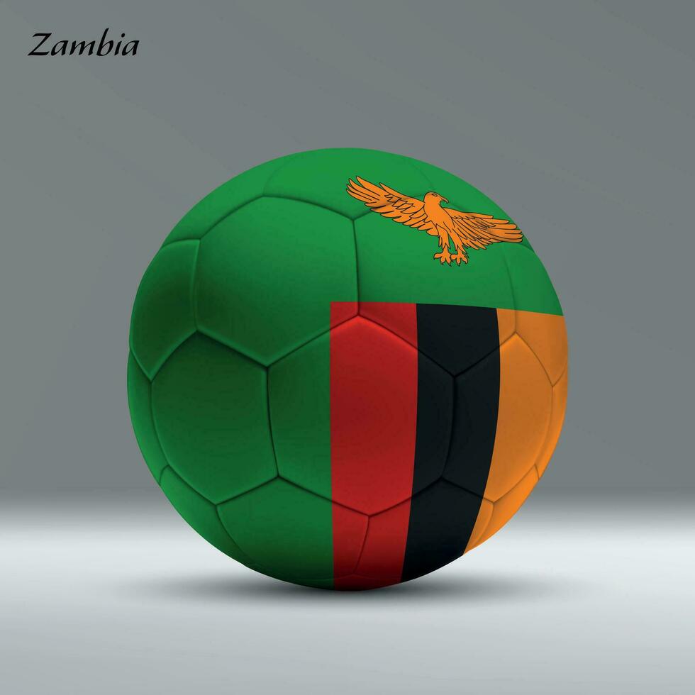 3d realistisch voetbal bal ik met vlag van Zambia Aan studio achtergrond vector