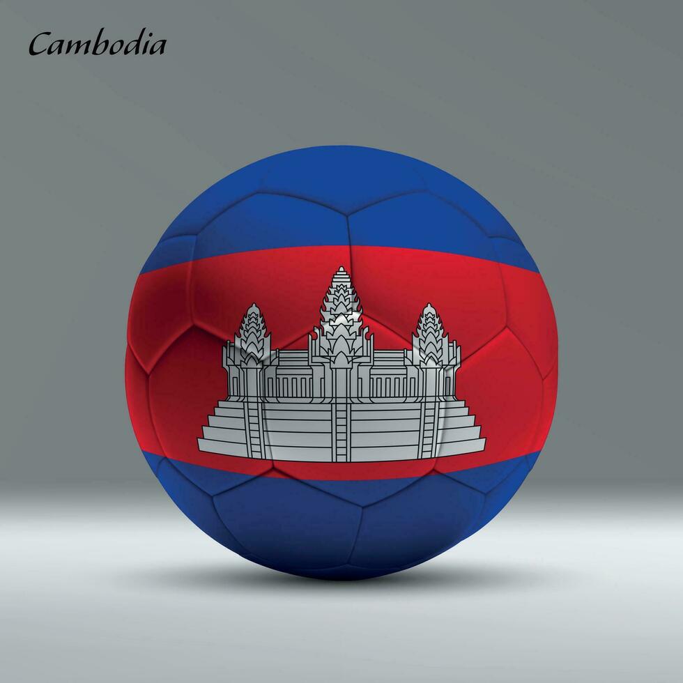 3d realistisch voetbal bal ik met vlag van Cambodja Aan studio achtergrond vector