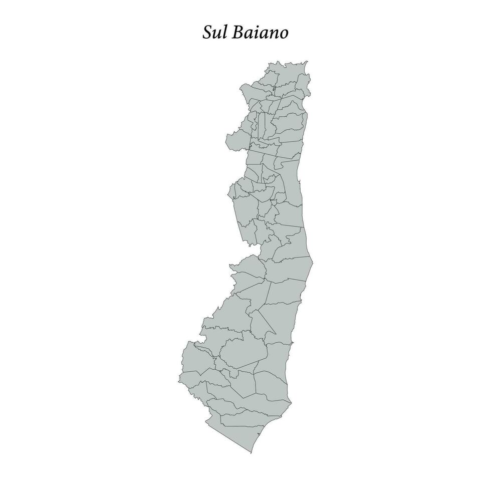 kaart van sul baiano is een mesoregio in Bahia met borders gemeenten vector