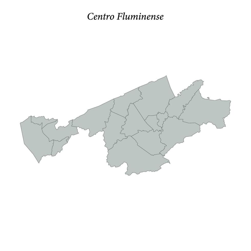 kaart van centro fluminense is een mesoregio in Rio de Janeiro met borders gemeenten vector