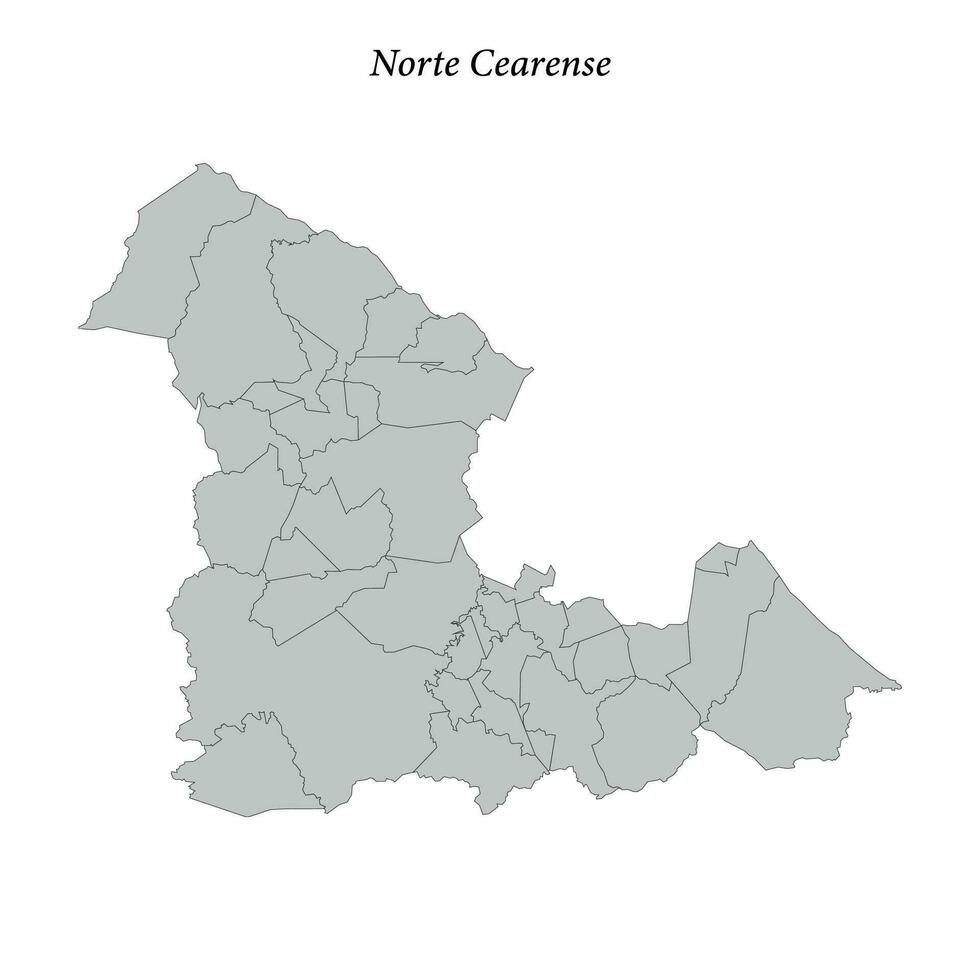 kaart van norte cearense is een mesoregio in ceara met borders gemeenten vector