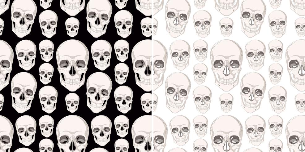 Naadloos ontwerp als achtergrond met menselijke schedels vector