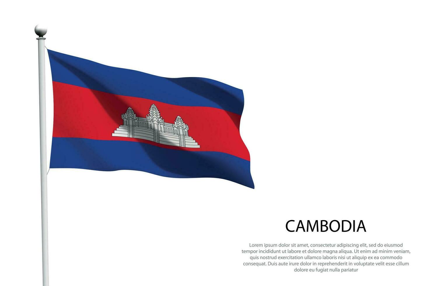nationaal vlag Cambodja golvend Aan wit achtergrond vector