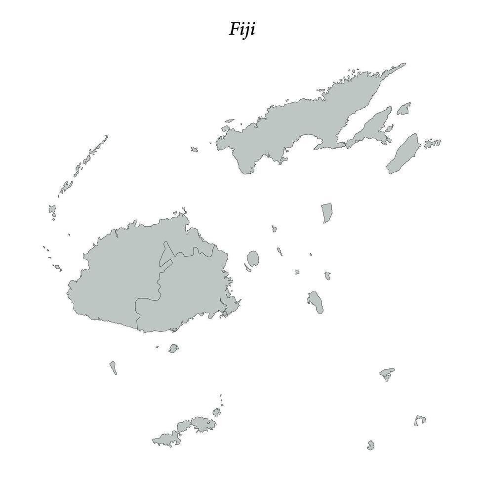 gemakkelijk vlak kaart van fiji met borders vector