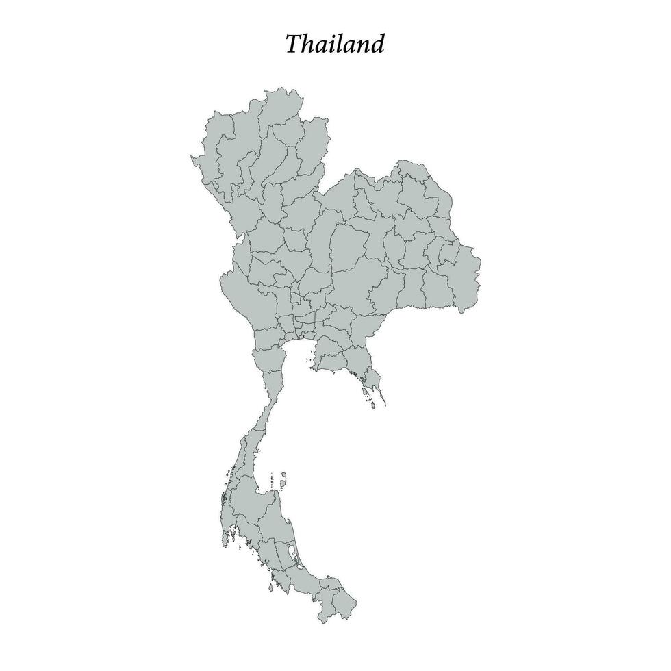 gemakkelijk vlak kaart van Thailand met borders vector