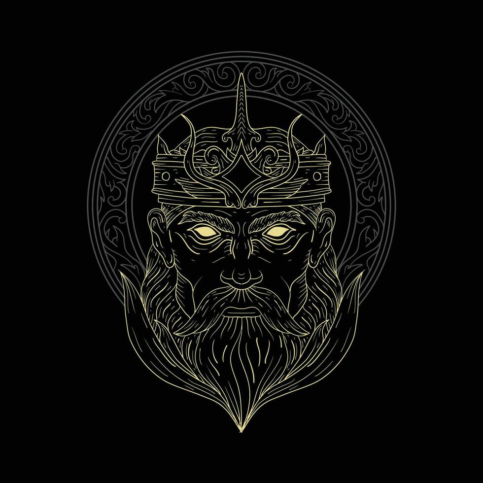 mystiek koning luxe lijn artwork vector