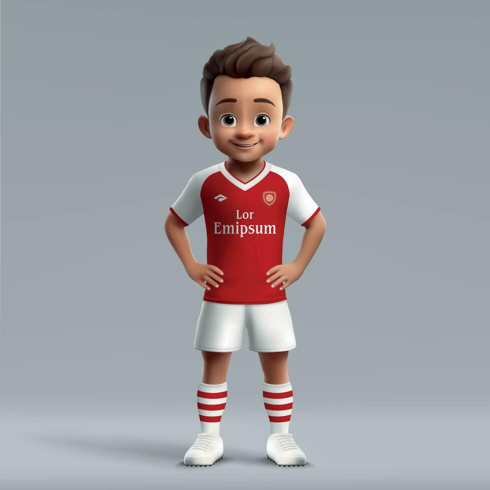 3d tekenfilm schattig jong voetbal speler in Amerikaans voetbal uniform vector