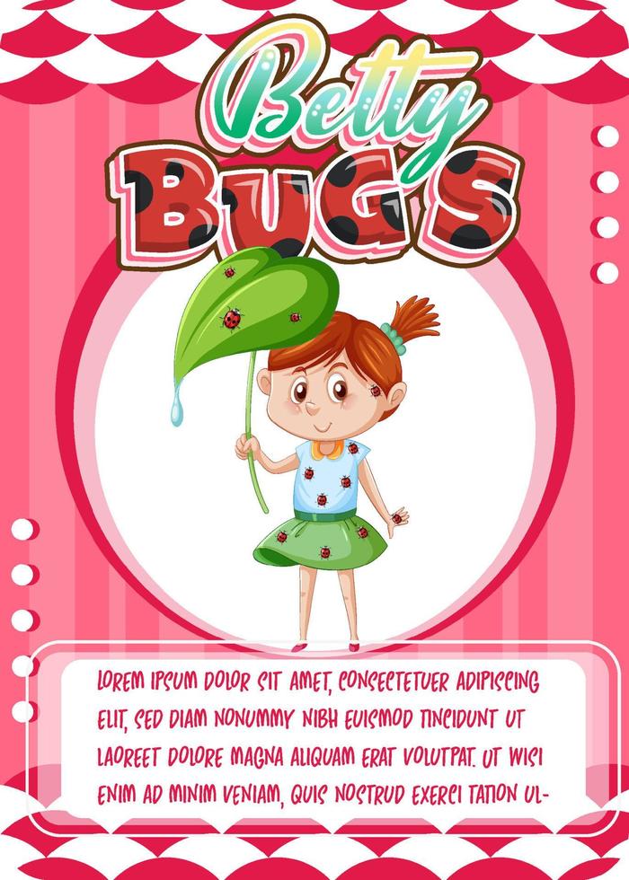 karakter spelkaartsjabloon met woord betty bugs vector