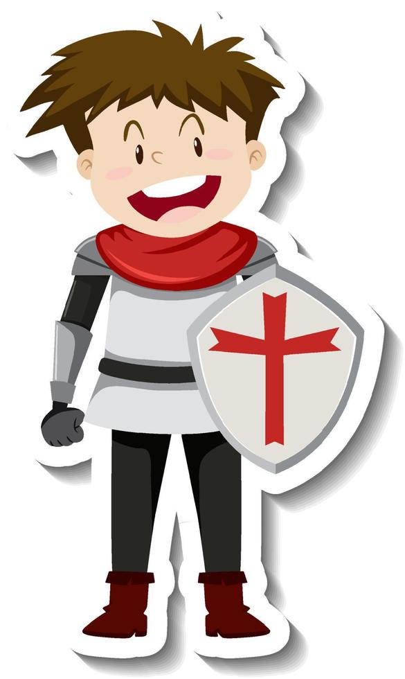 ridder in harnas met schild cartoon sticker vector
