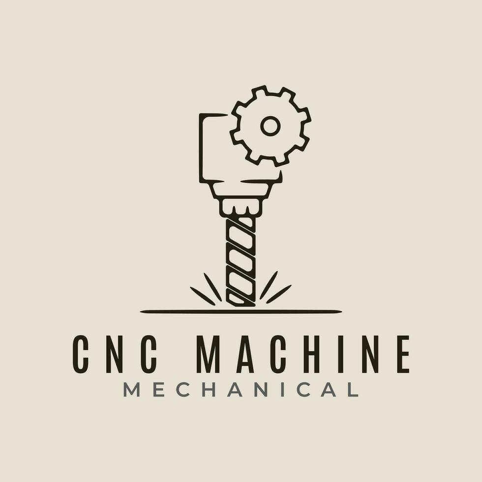 cnc machine modern technologie lijn kunst logo icoon en symbool mechanisch vector illustratie ontwerp .