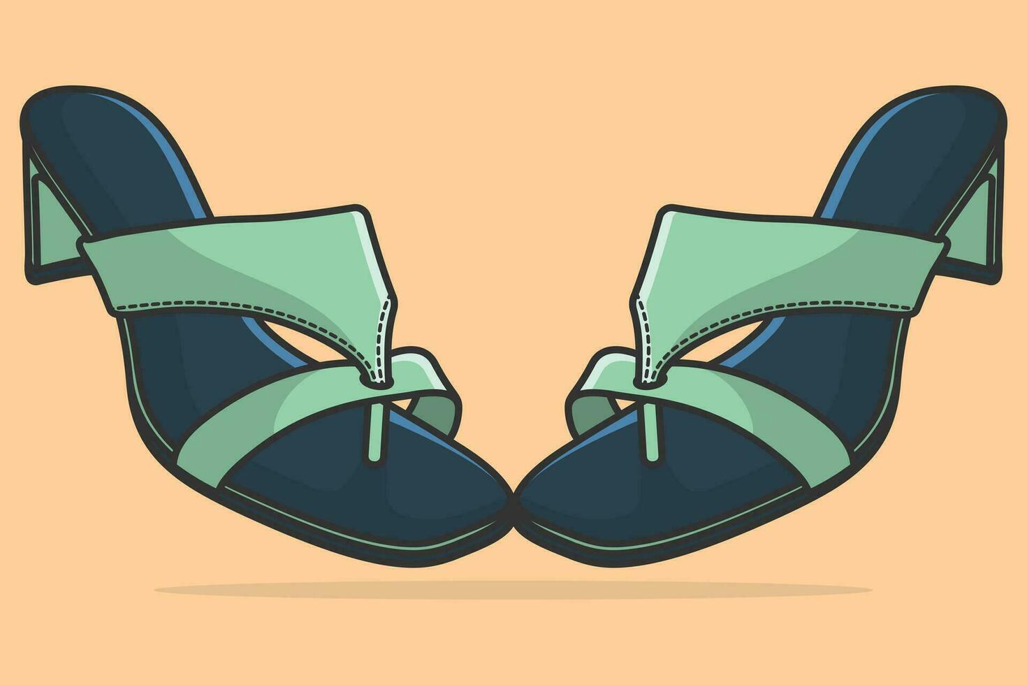 paar- van meisjes mooi schoenen pantoffel vector illustratie. schoonheid mode voorwerpen icoon concept. nieuw aankomst Dames partij pantoffel schoenen paar- vector ontwerp.