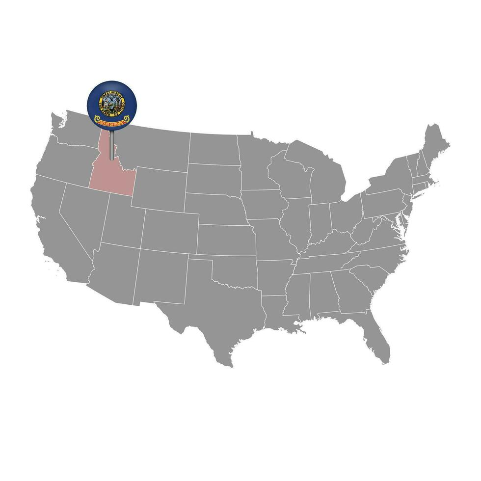 kaart wijzer met vlag van Idaho. vector illustratie.