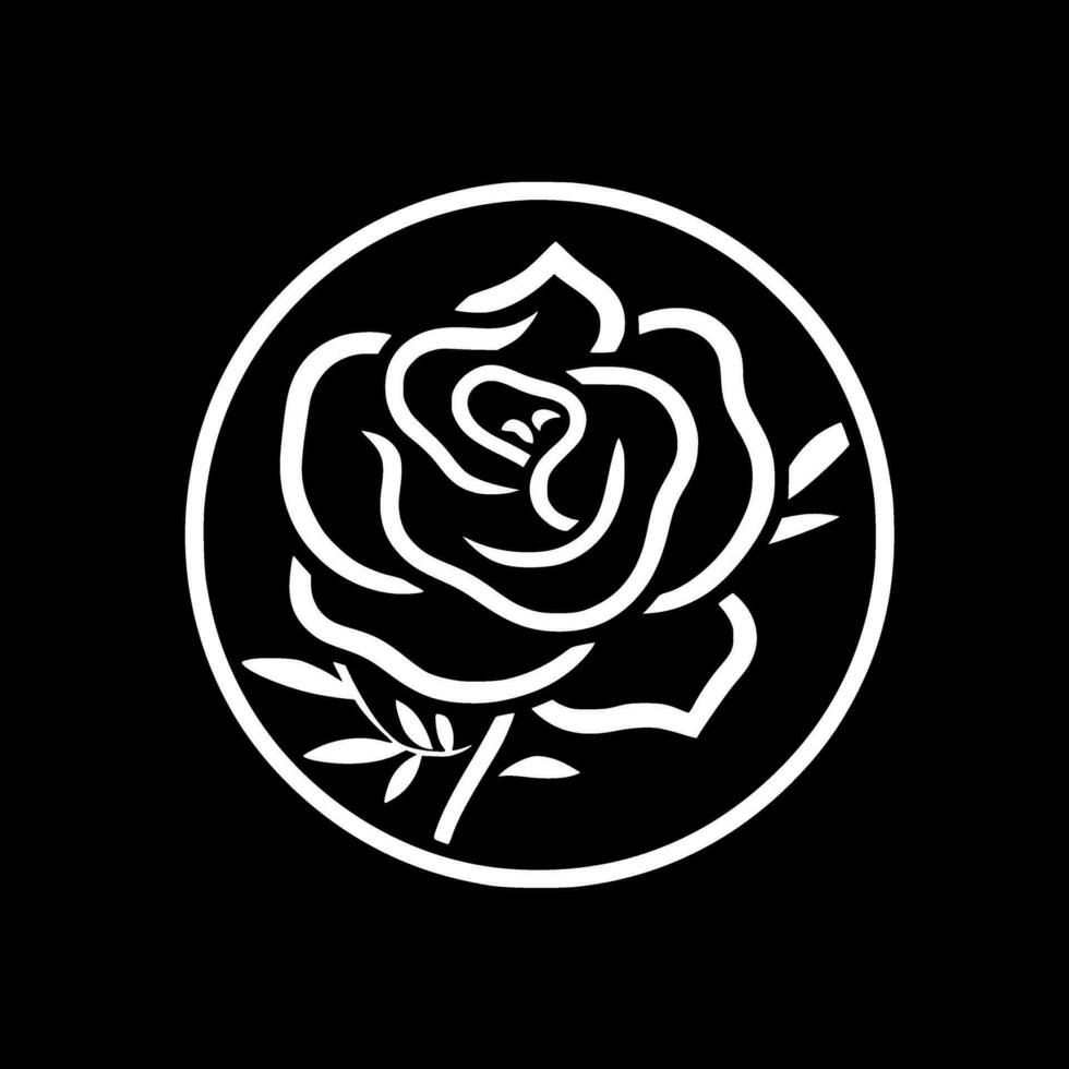 roos - zwart en wit geïsoleerd icoon - vector illustratie