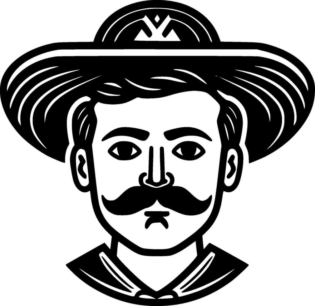 Mexicaans - zwart en wit geïsoleerd icoon - vector illustratie