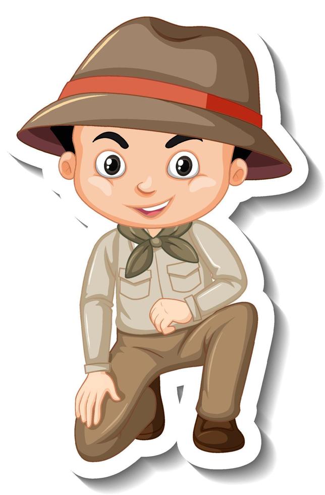 jongen in safari outfit stripfiguur sticker vector