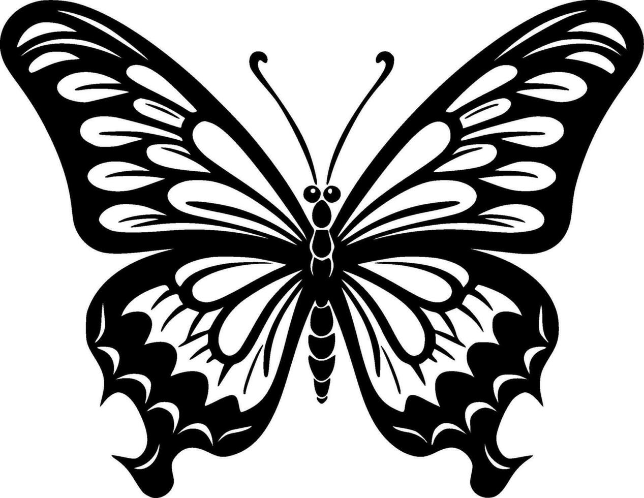 vlinder, zwart en wit vector illustratie
