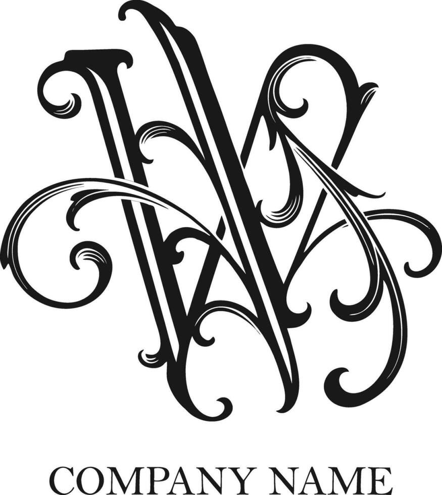 wijnoogst pracht klassiek brief w monogram logo schets vector illustraties voor uw werk logo, handelswaar t-shirt, stickers en etiket ontwerpen, poster, groet kaarten reclame bedrijf bedrijf